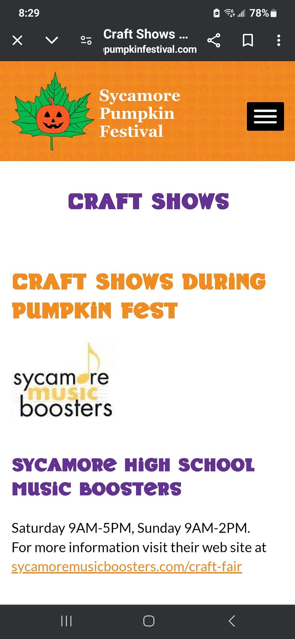 Sycamore Pumpkin Festival Craft Show