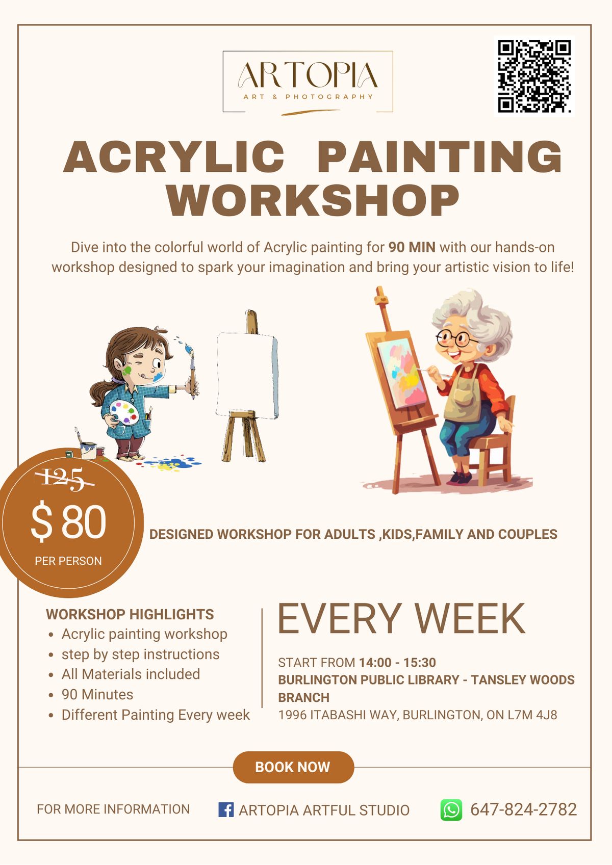acrylic workshop for kids and adults 