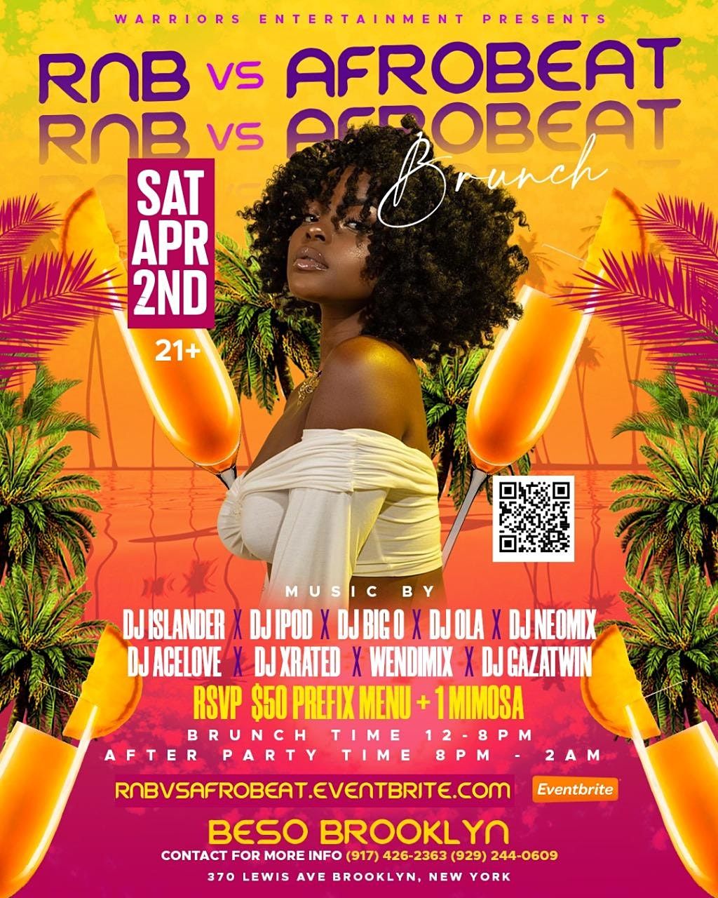 RNB VS AFROBEAT ALL DAY BRUNCH, Brooklyn Beso, 2 April to 3 April