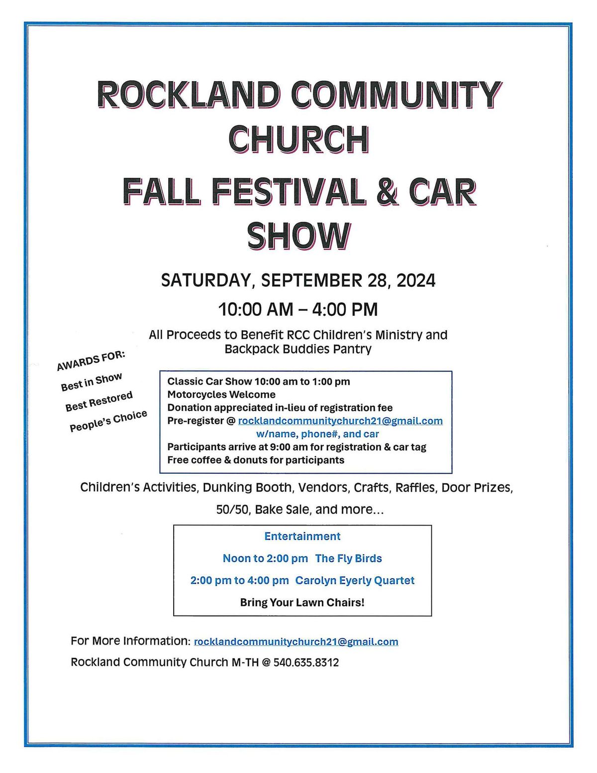 Rockland Community Church Fall Festival and Car Show