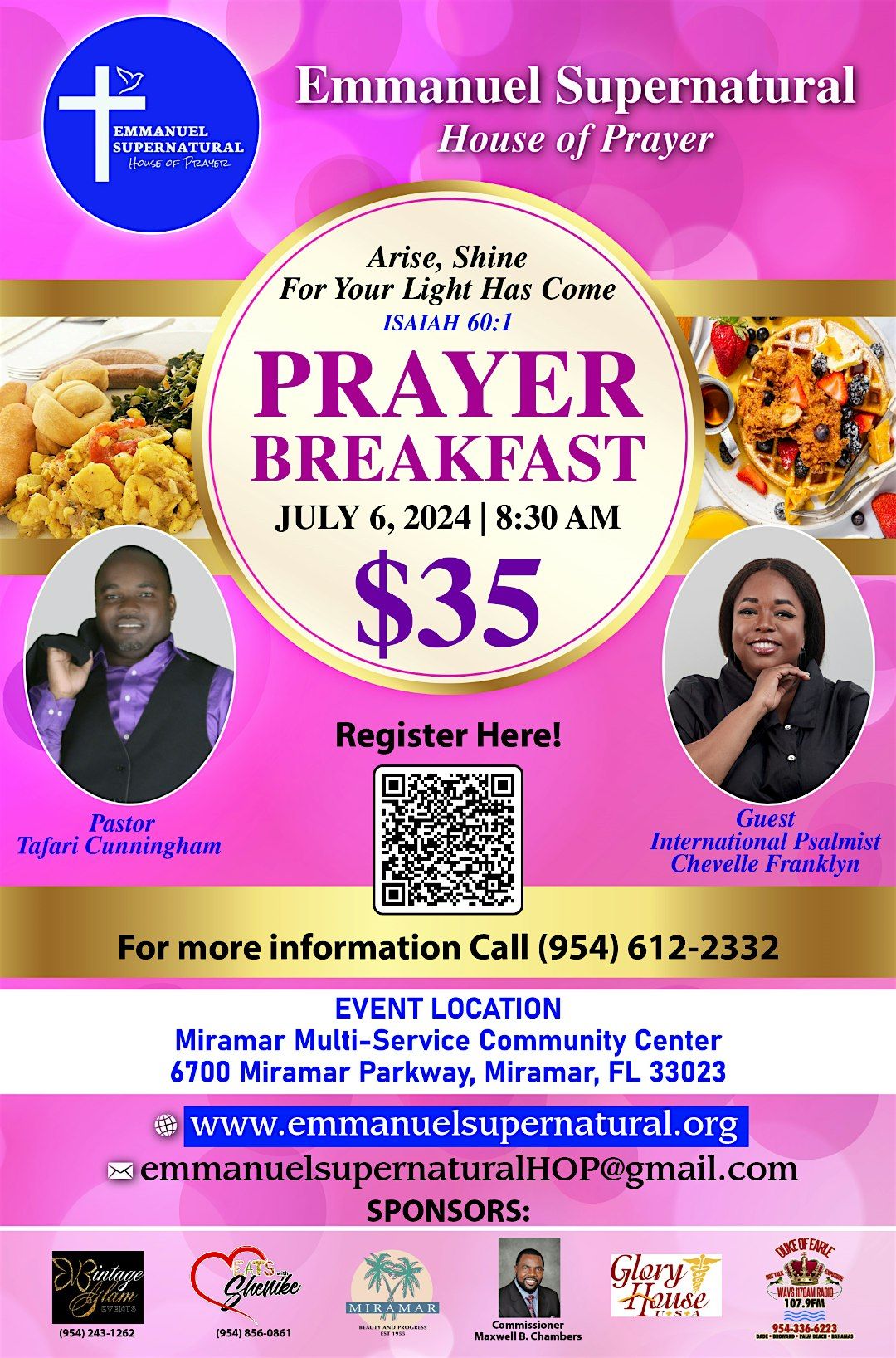 Prayer Breakfast: Arise, Shine For Your Light Has Come