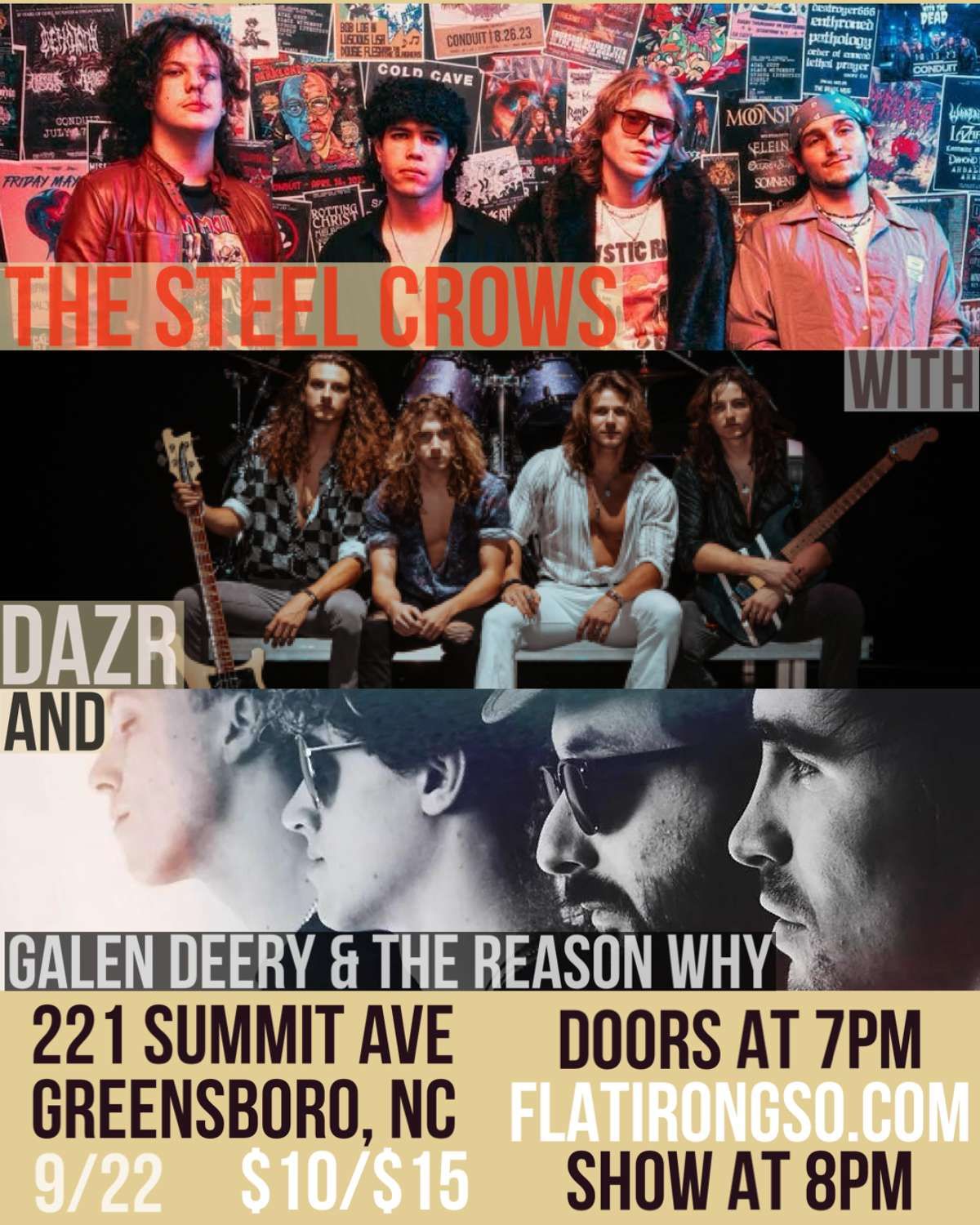 The Steel Crows, DAZR, + Galen Deery & The Reason Why