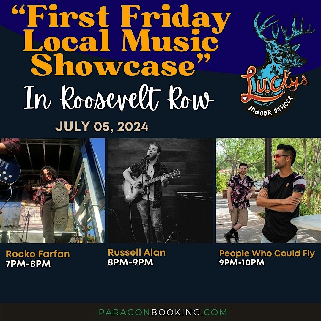 First Friday Local Music Showcase :  Live Music in Roosevelt Row featuring Russell Alan at Luckys Indoor Outdoor