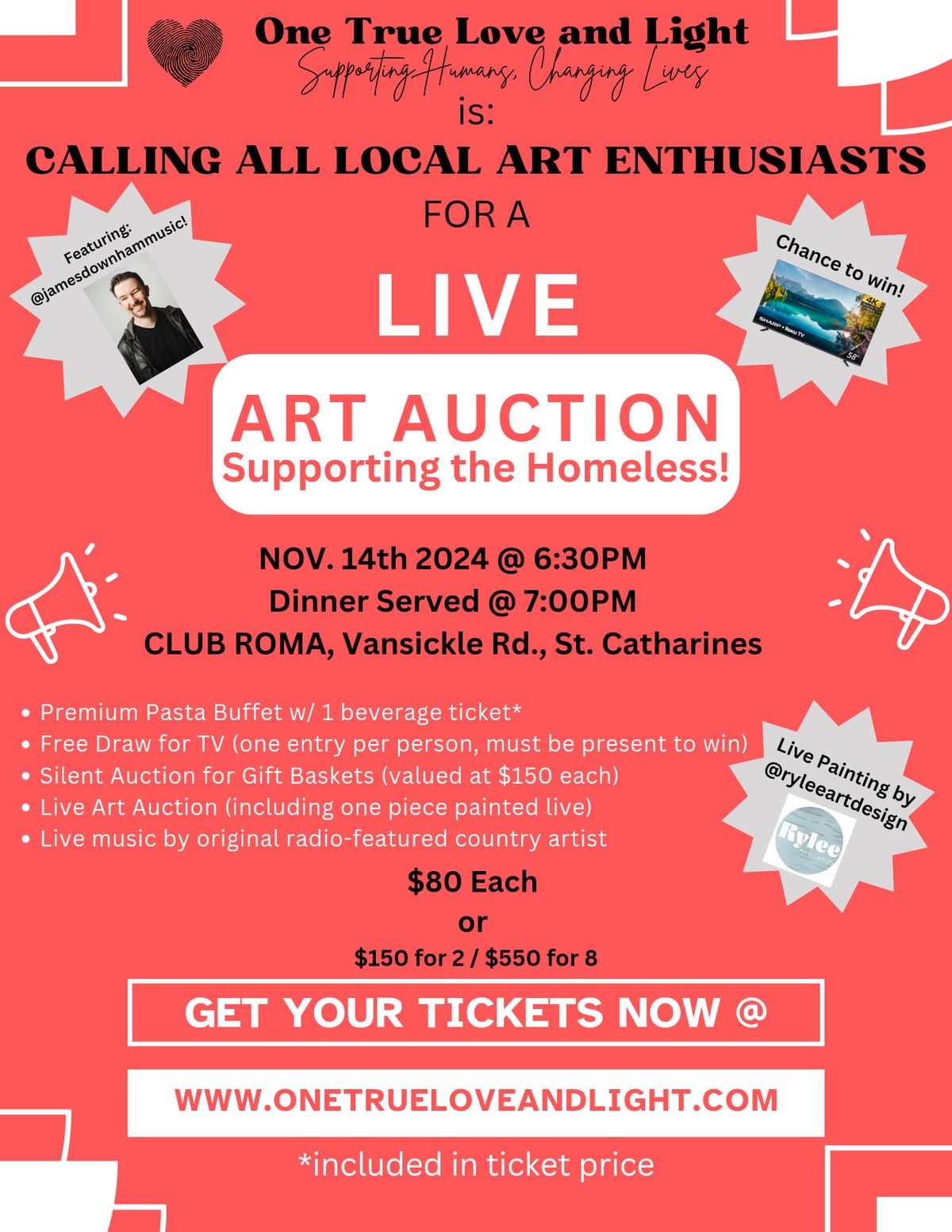 Live Art Auction Fundraiser for One True Love and Light