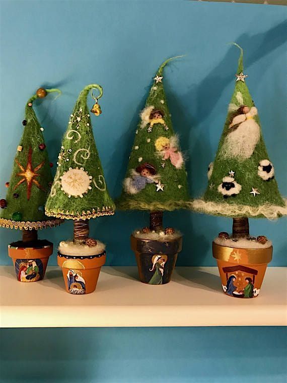 WOOL FELTING WHIMSICAL HOLIDAY TREES