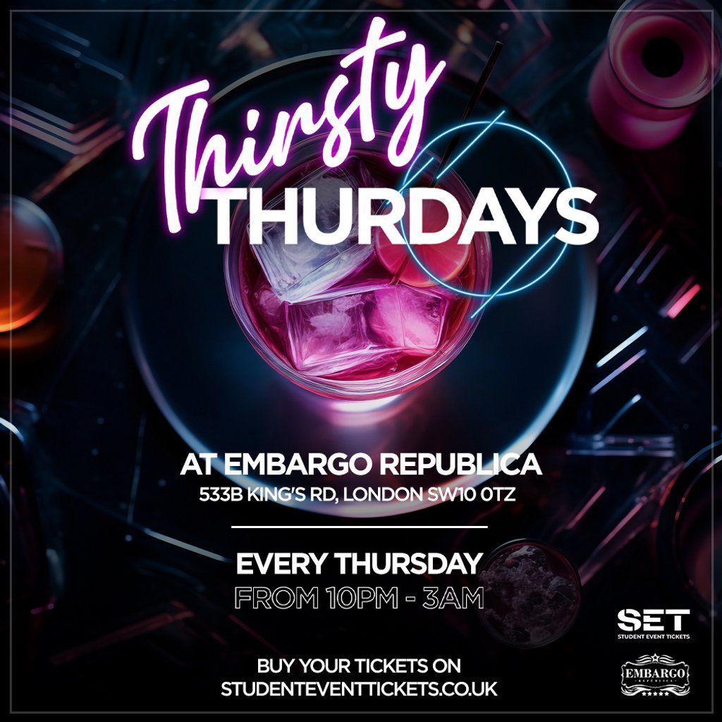 Thirsty Thursday @ Embargo Rep\u00fablica - Every Thursday