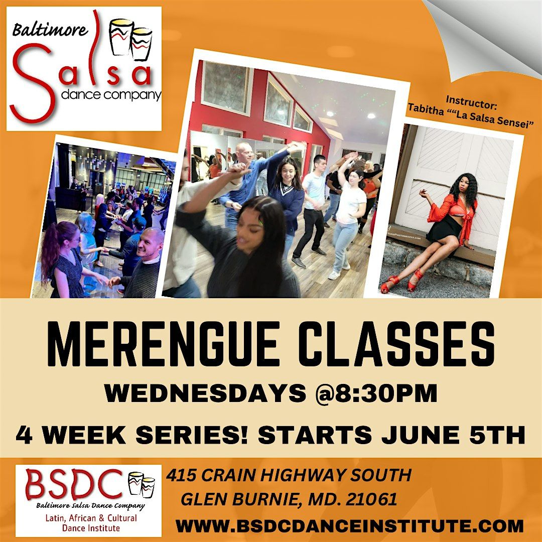 Merengue Classes- Wednesdays @7:30pm!  4 Week Series!