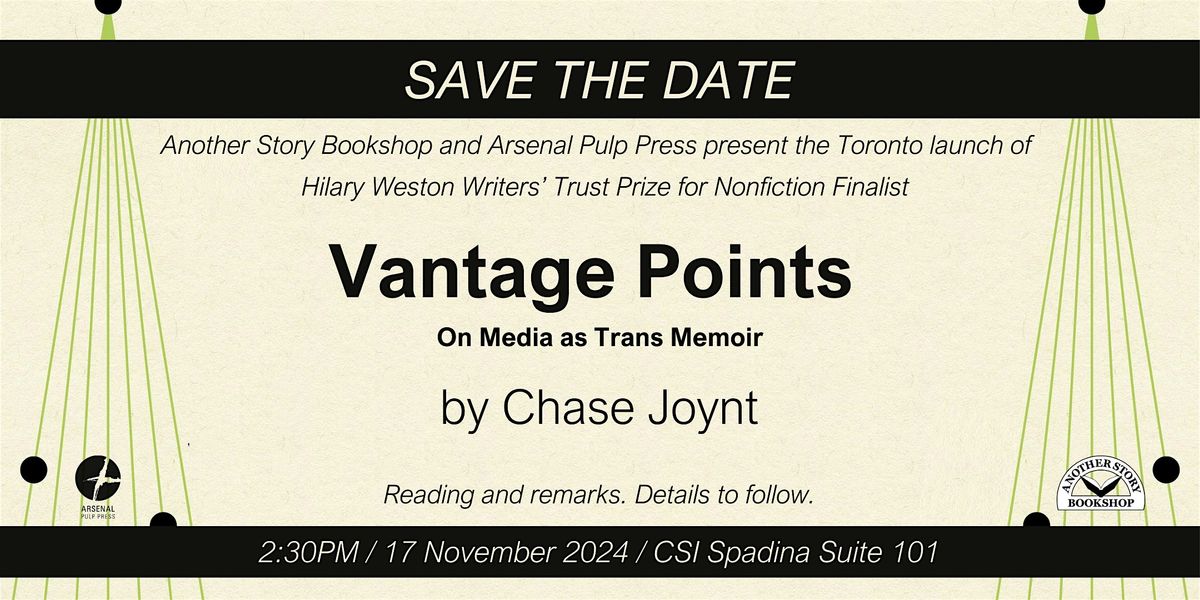 Save the Date! VANTAGE POINTS - Chase Joynt