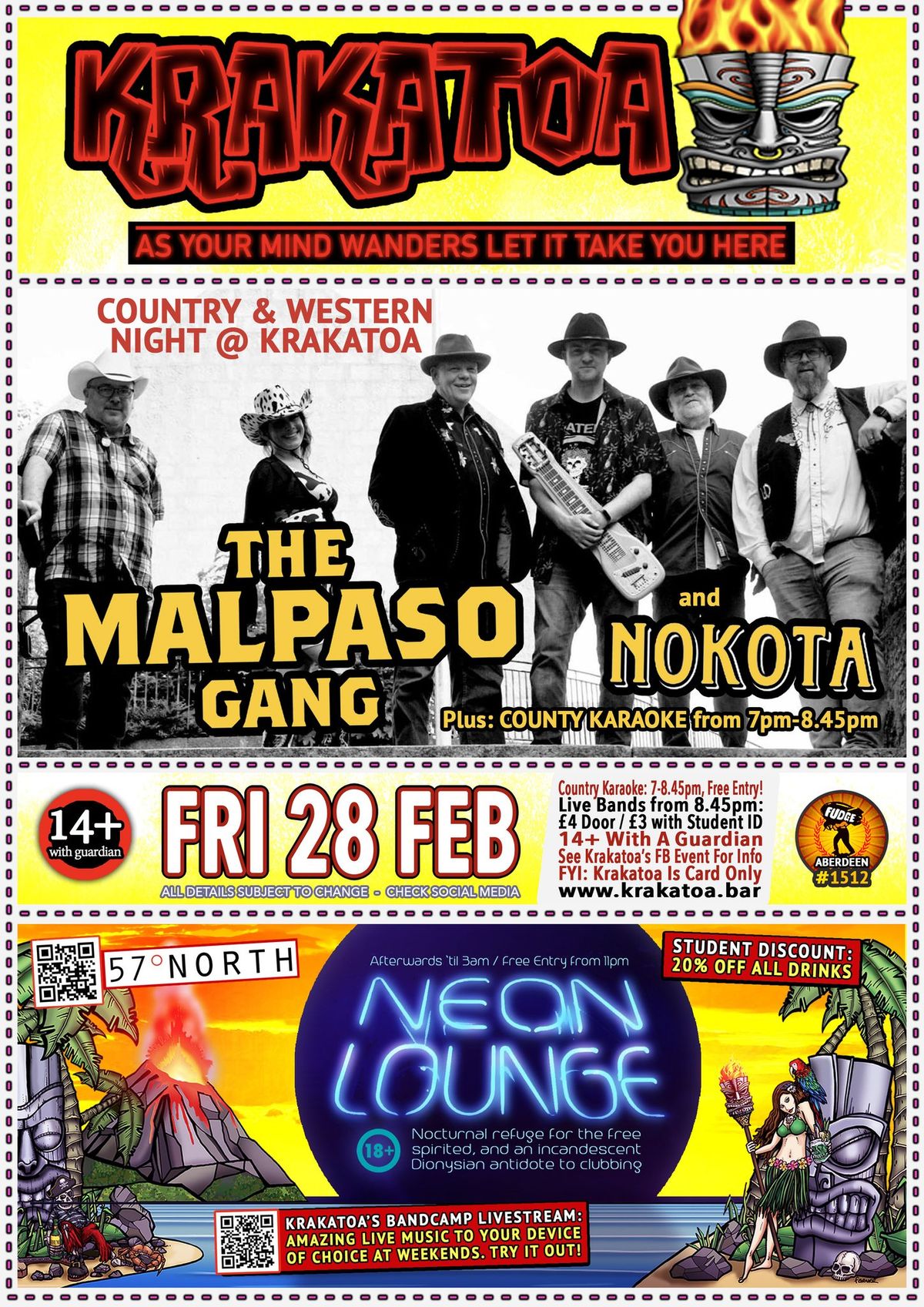 COUNTRY and WESTERN NIGHT with THE MALPASO GANG and NOKOTA [LIVE] plus COUNTRY KARAOKE.