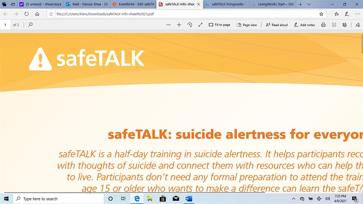 safeTALK (suicide alertness for everyone), Gaylord, MI