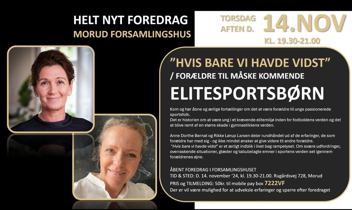 Nyt foredrag: "Hvis bare vi havde vidst" - for\u00e6ldre til elitesportsb\u00f8rn 