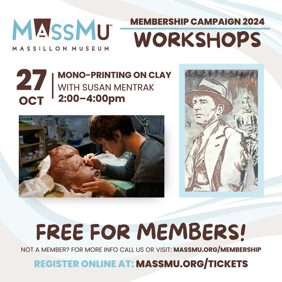 Member Workshop - Mono-Printing on Clay with Susan Mentrak