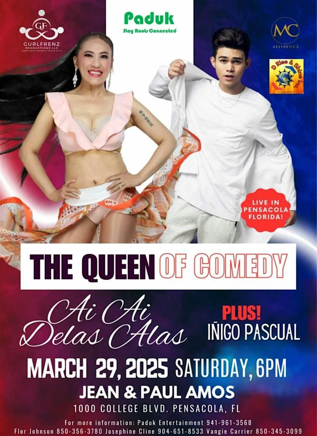 The Queen of Comedy Ai Ai Delas Alas with I\u00f1igo Pascual Live in Pensacola FL