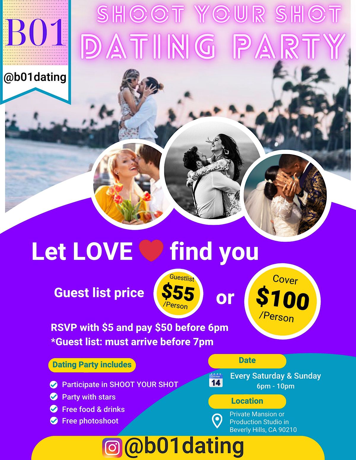 Dating Party in Beverly Hills (Ticket Includes: Food & Drinks, Photoshoot)