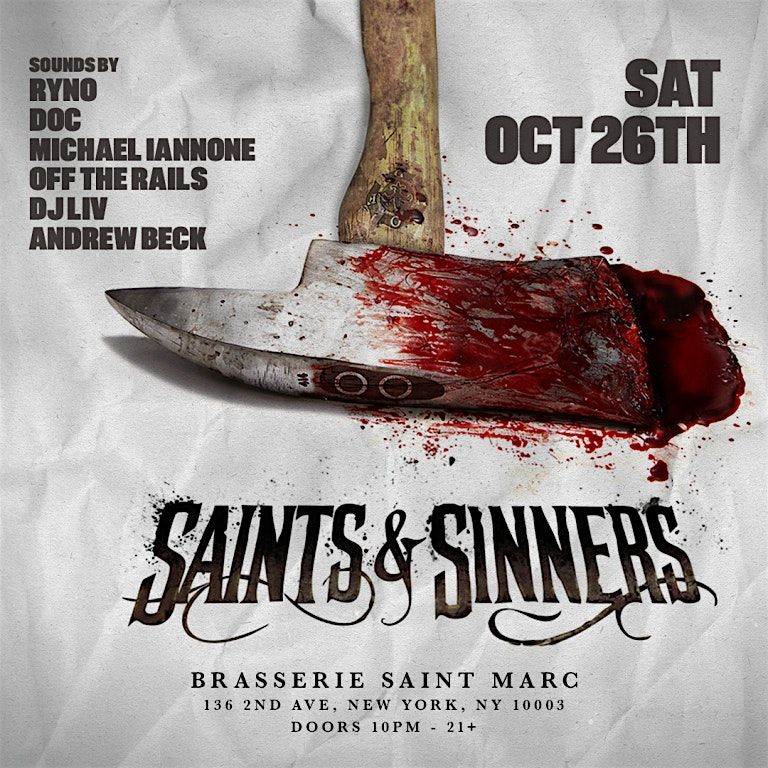 Saint and Sinners at Brassiere Saint Marc Halloween NYC, 136 2nd Ave