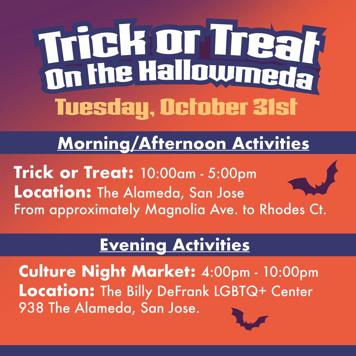 Halloween Daytime Trick or Treat and Night Market