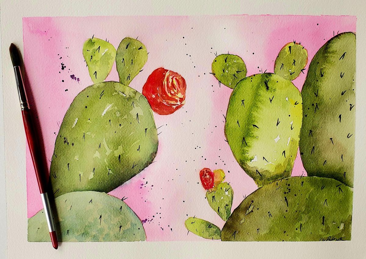 Watercolor for Beginners: Prickly Pear Cactus