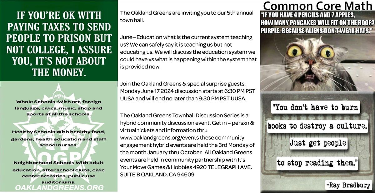 5th Annal Oakland Greens Education Townhall
