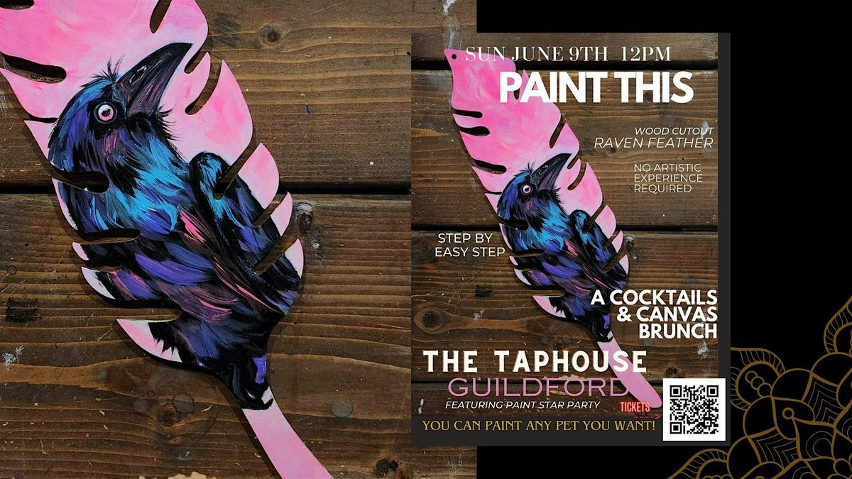 Paint the Wood Cutout RAVEN FEATHER in Surrey at The TAPHOUSE GUILDFORD