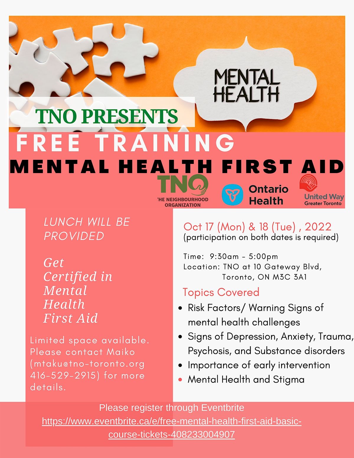 Free Mental Health First Aid Basic Course