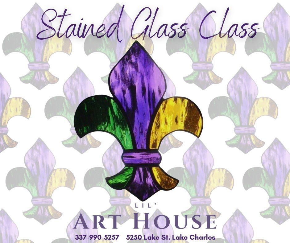 Mardi Gras Fleur De Lis Stained Glass