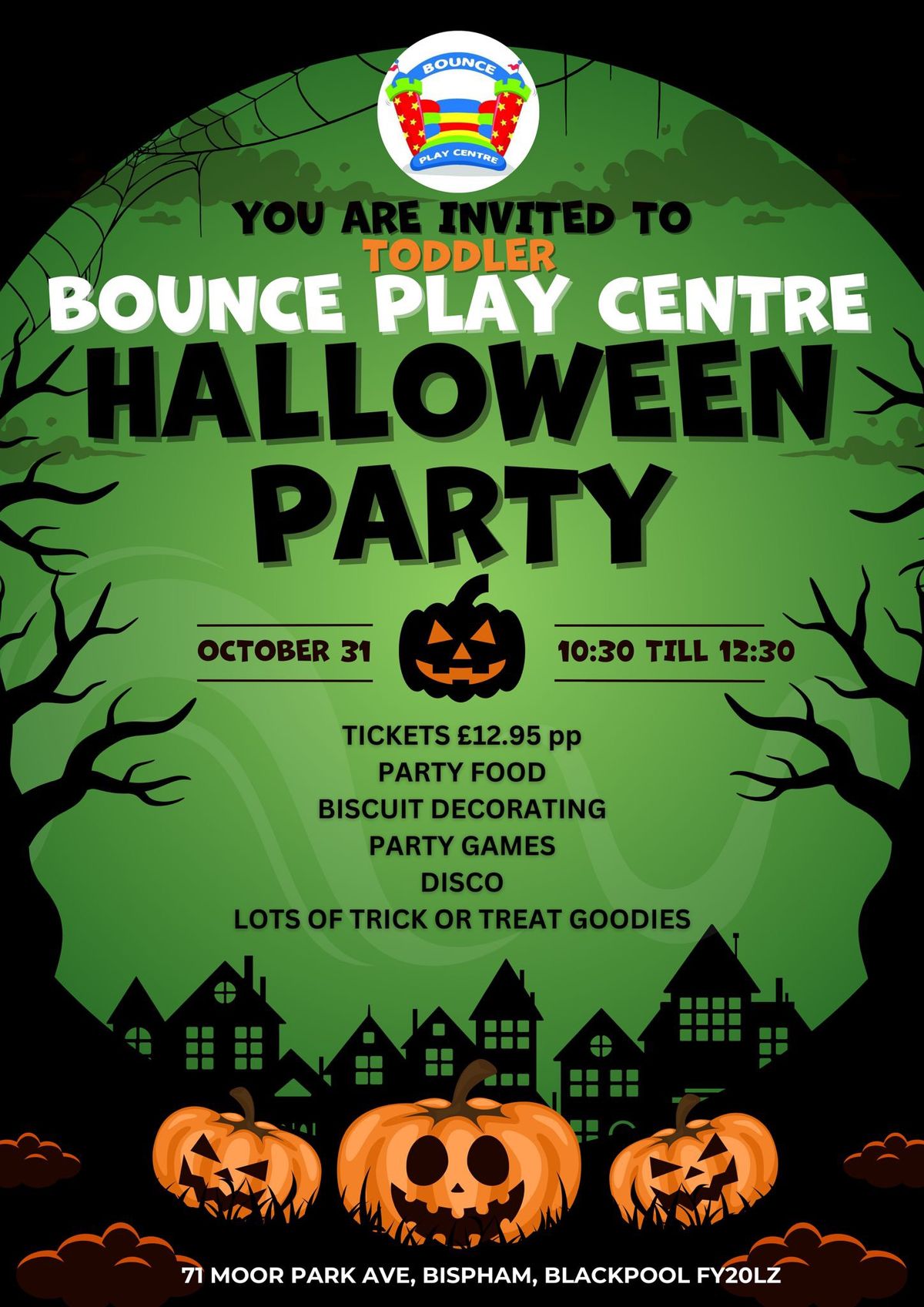 \ud83c\udf83 Bounce Toddler Halloween Party Oct 31st 10.30am-12.30pm \ud83c\udf83