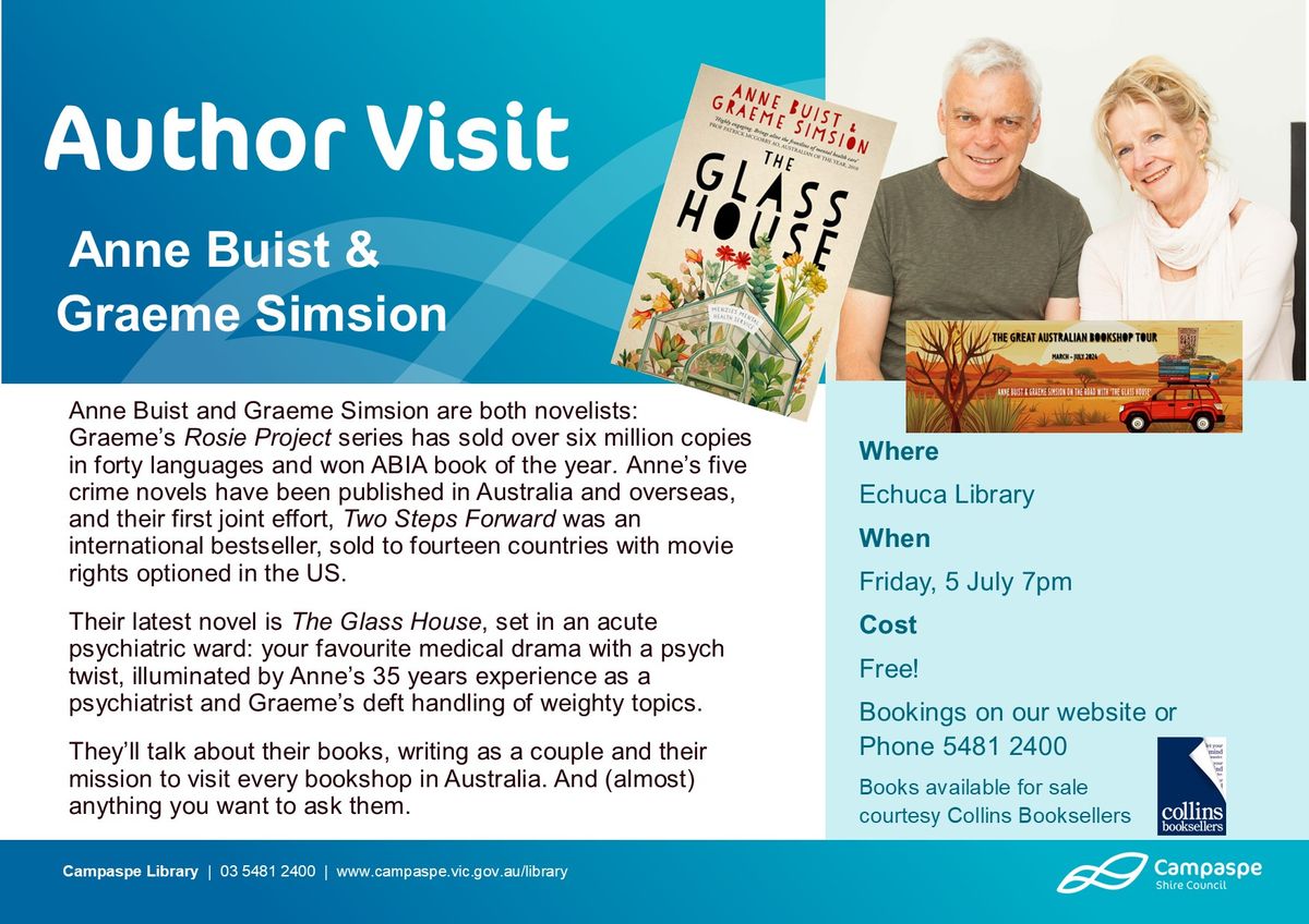 Anne Buist and Graeme Simsion - The Glass House Book event