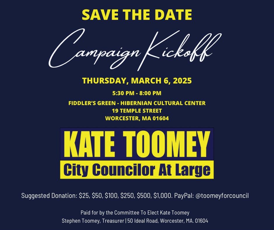 Campaign Kickoff For Kate Toomey, City Councilor At Large