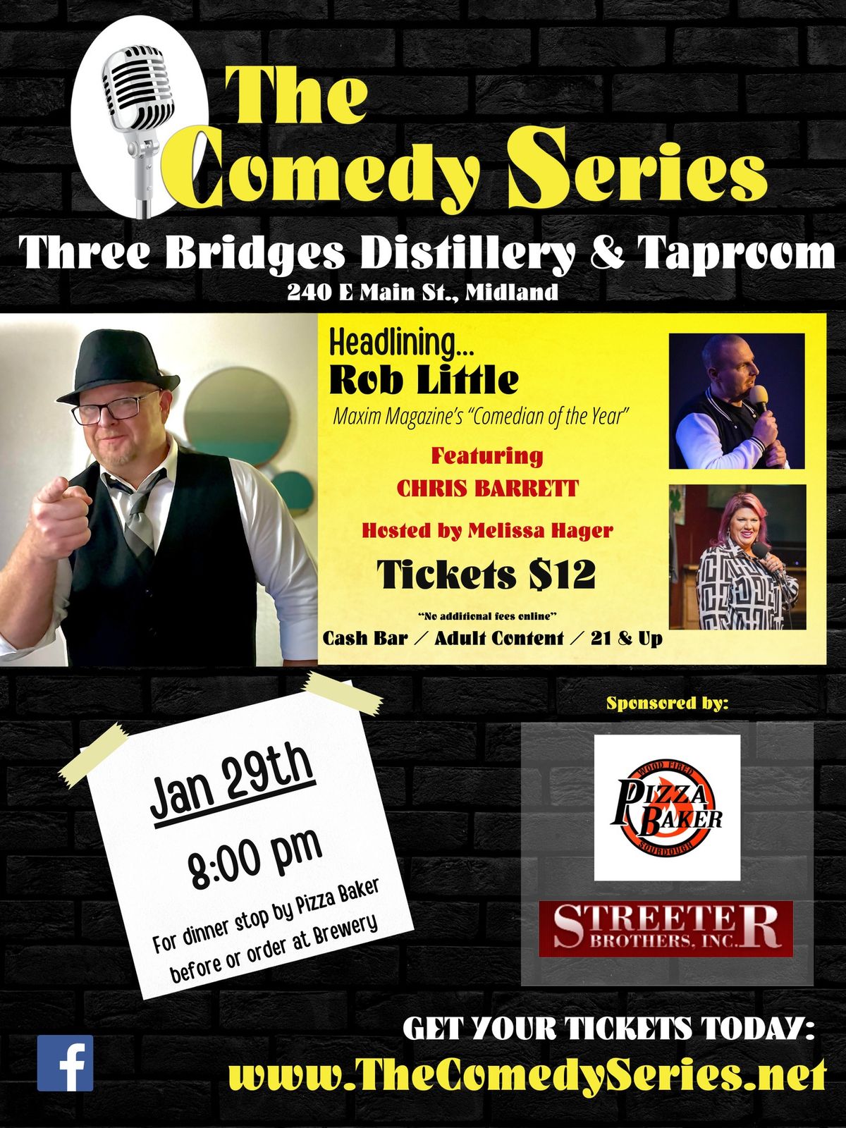 Comedy Show -Three Bridges Distillery & Taproom- Midland