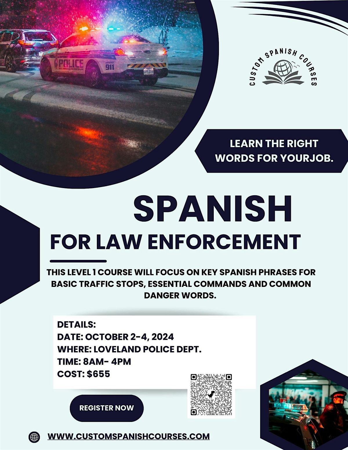 Spanish for LEO, Level 1 course -  Oct 2-4, 2024- Hosted by Loveland PD