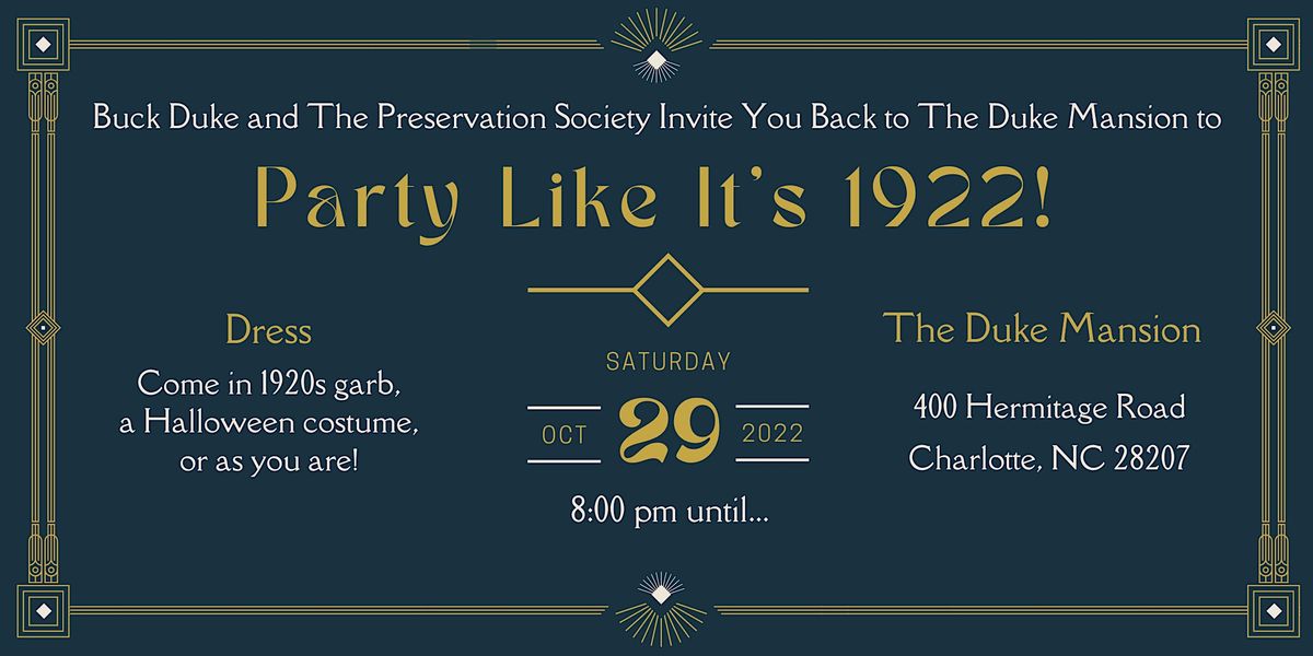 Party Like It's 1922 to Benefit The Duke Mansion