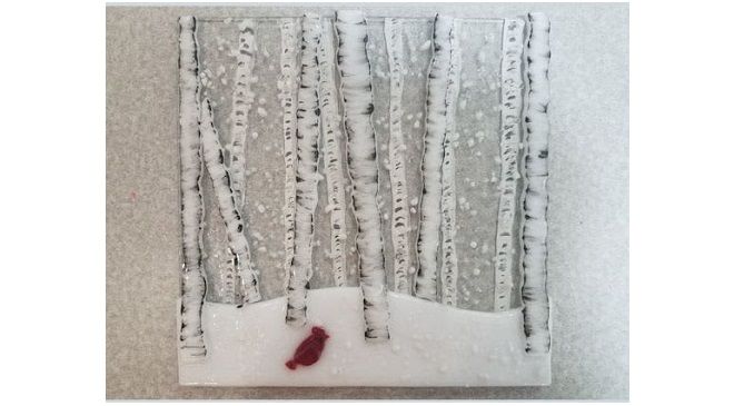 Winter Birch Fused Glass