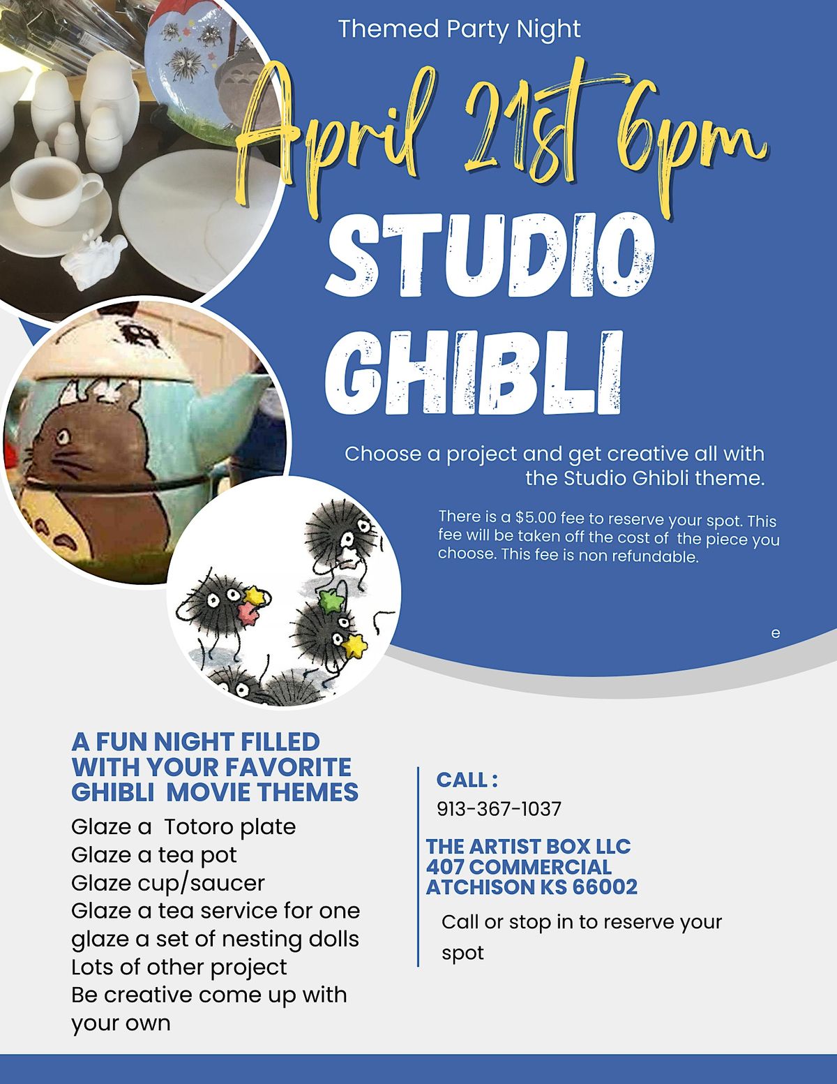 Themed Party Night Studio Ghibli, The Artist Box, Atchison, 21 April 2023