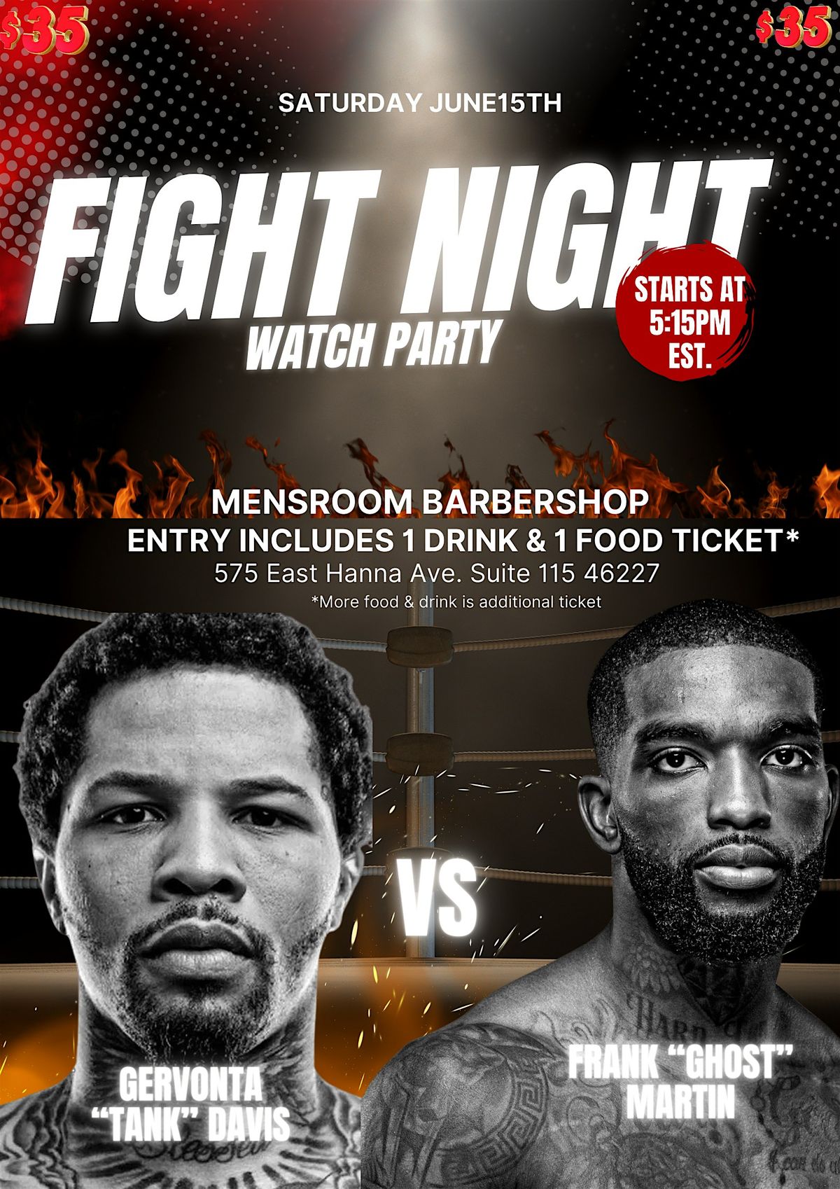 Mensroom Barbershop Presents: Fight Night Watch Party