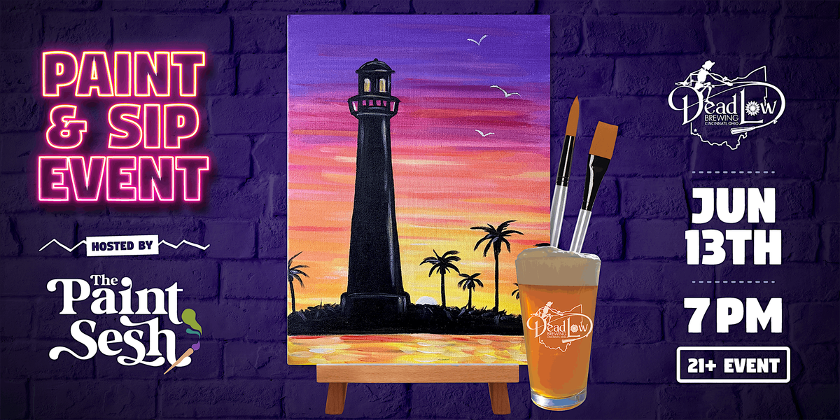 Paint & Sip Painting Event in Cincinnati, OH \u2013 \u201cBeach Lighthouse\u201d