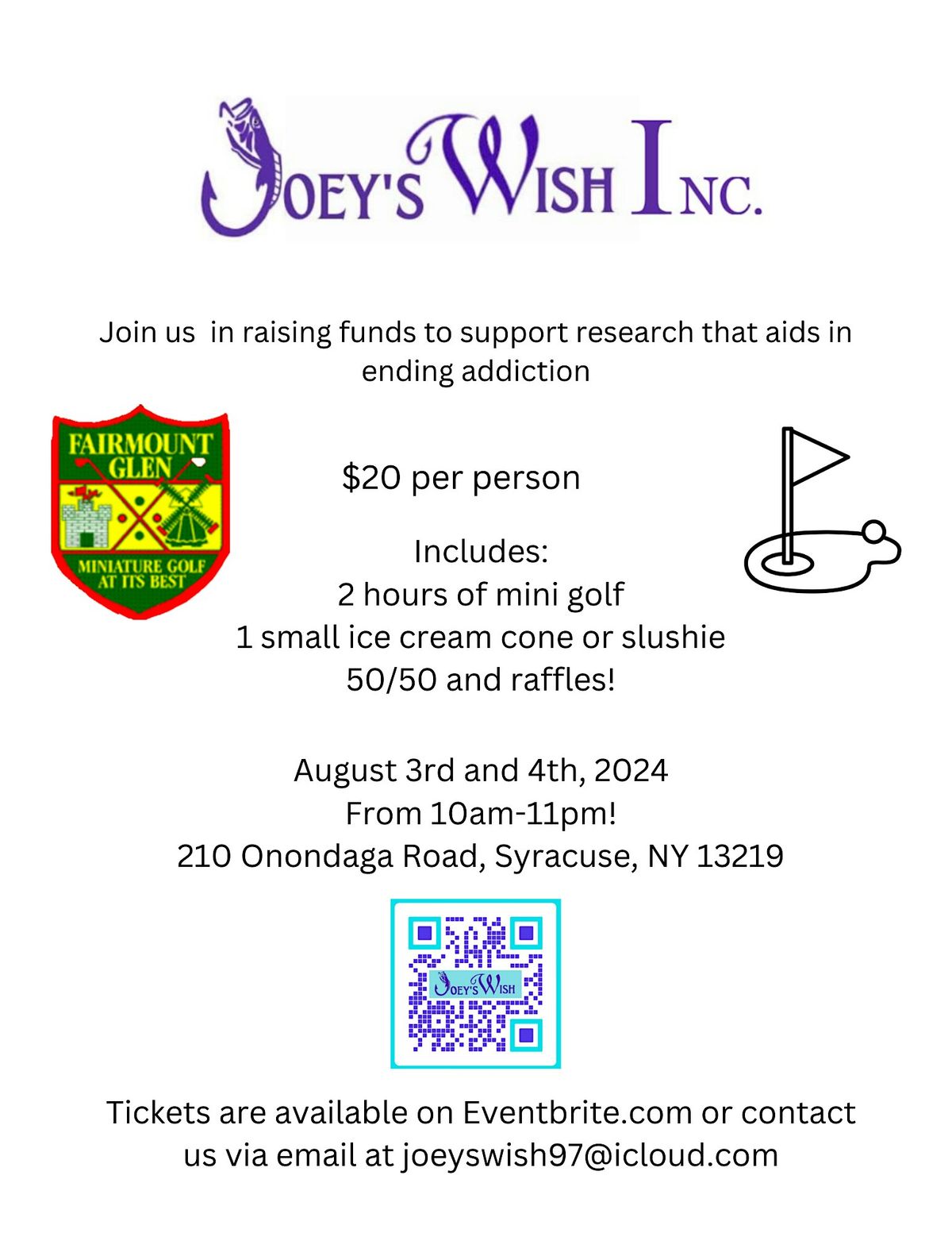 Joey\u2019s Wish Inc. 2nd annual putt-putt fundraiser.