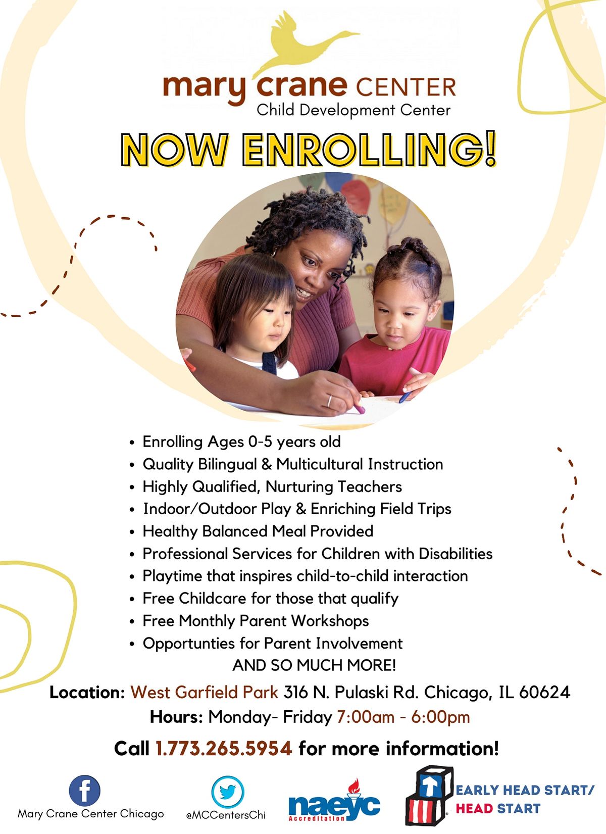 Mary Crane Center Early Head Start & Head Start Program - NOW ENROLLING!