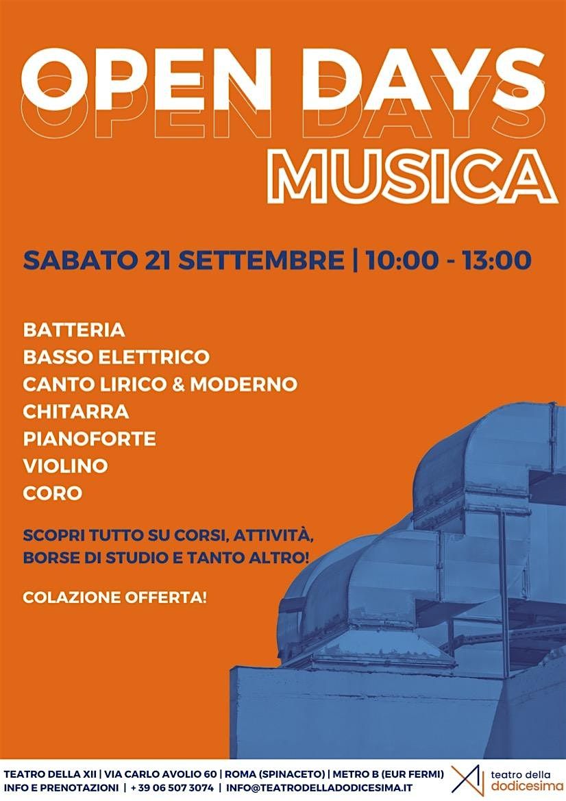 OPEN DAYS DI MUSICA E TEATRO PER TUTTE LE ETA'