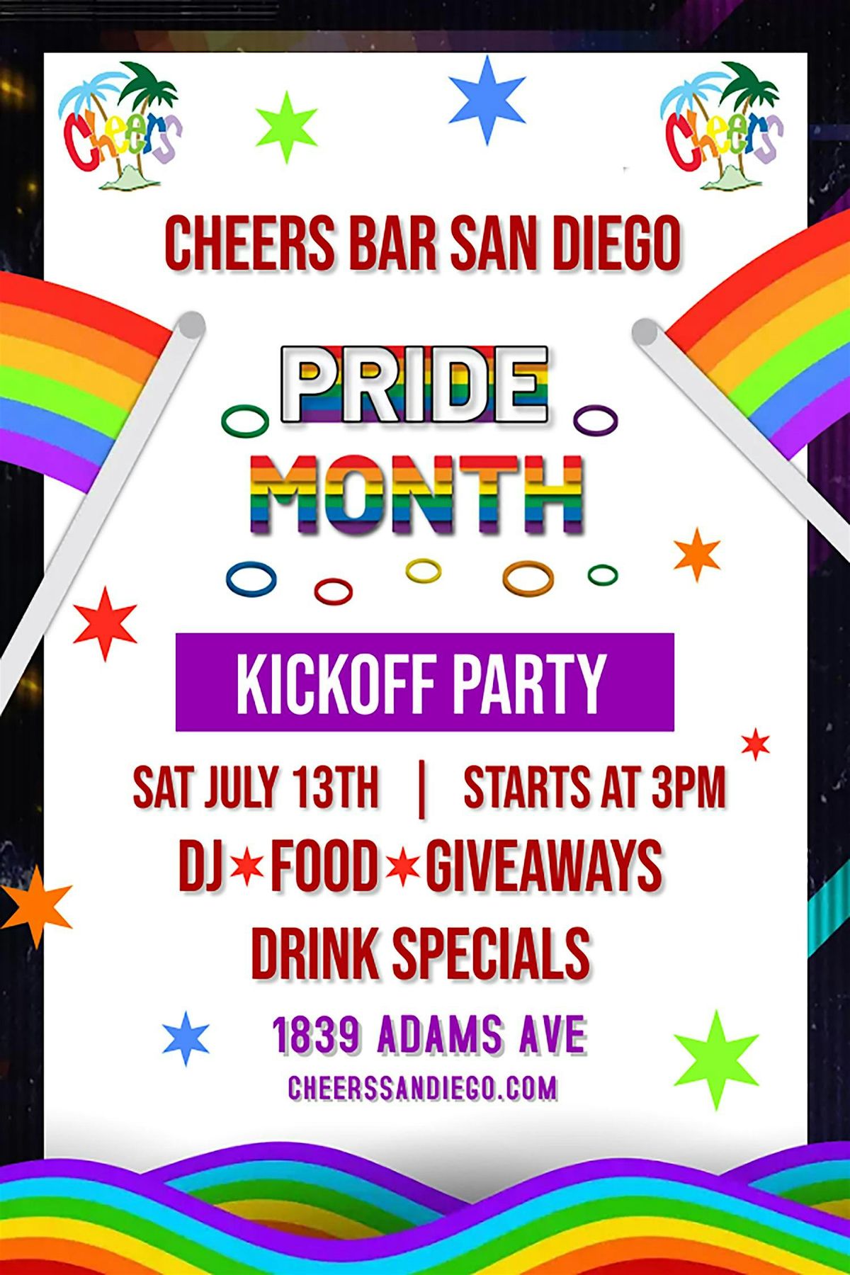 Cheers Bar San Diego Pride Month Kickoff Party