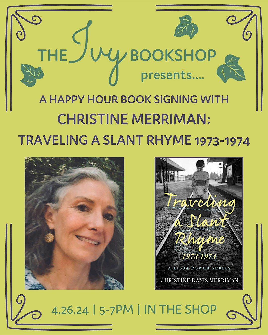 Happy Hour book Signing: Christine Merriman TRAVELING A  SLANT RHYME