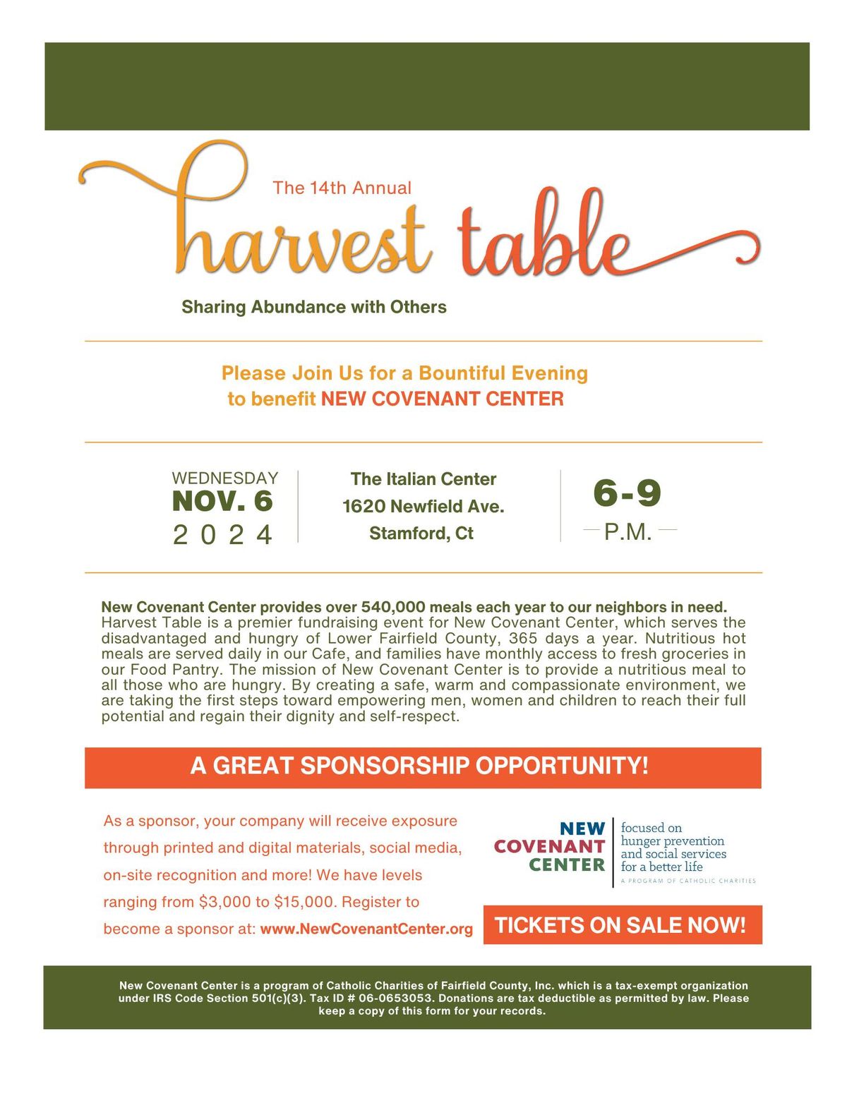 New Covenant Center's 14th Annual Harvest Table