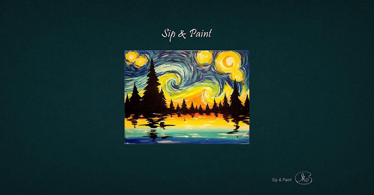 Sip and Paint Starry Night Lake View (2pm Sat), Le Masterpiece