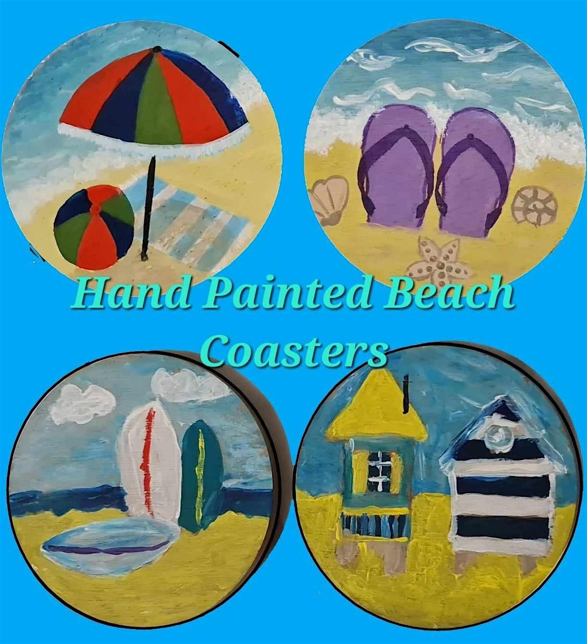 Mother & Daughter painted beach coasters. 3 hour Workshop.