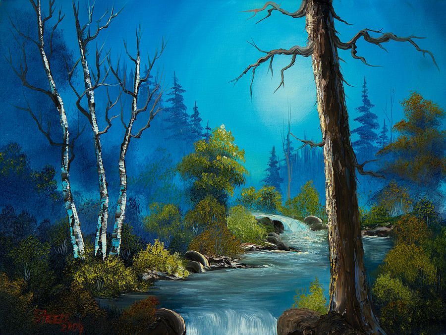 July Joy of Painting Bob Ross: Moonlit River