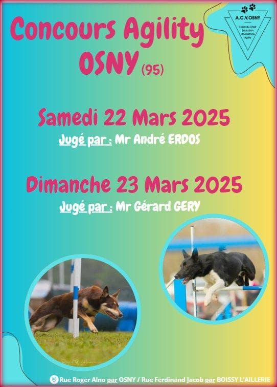 Concours Agility Osny 22 & 23 Mars 2025