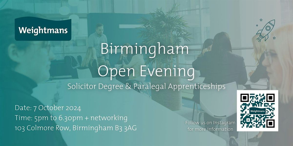 Birmingham Open Evening - Solicitor Degree & Paralegal Apprenticeships