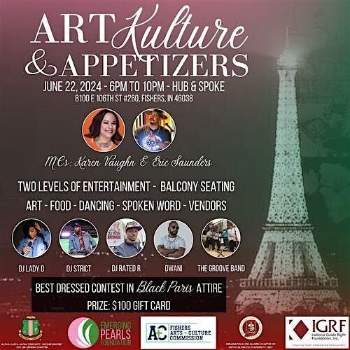 Artists & Vendors Art, Kulture & Appetizers, Hub & Spoke, Fishers, 22