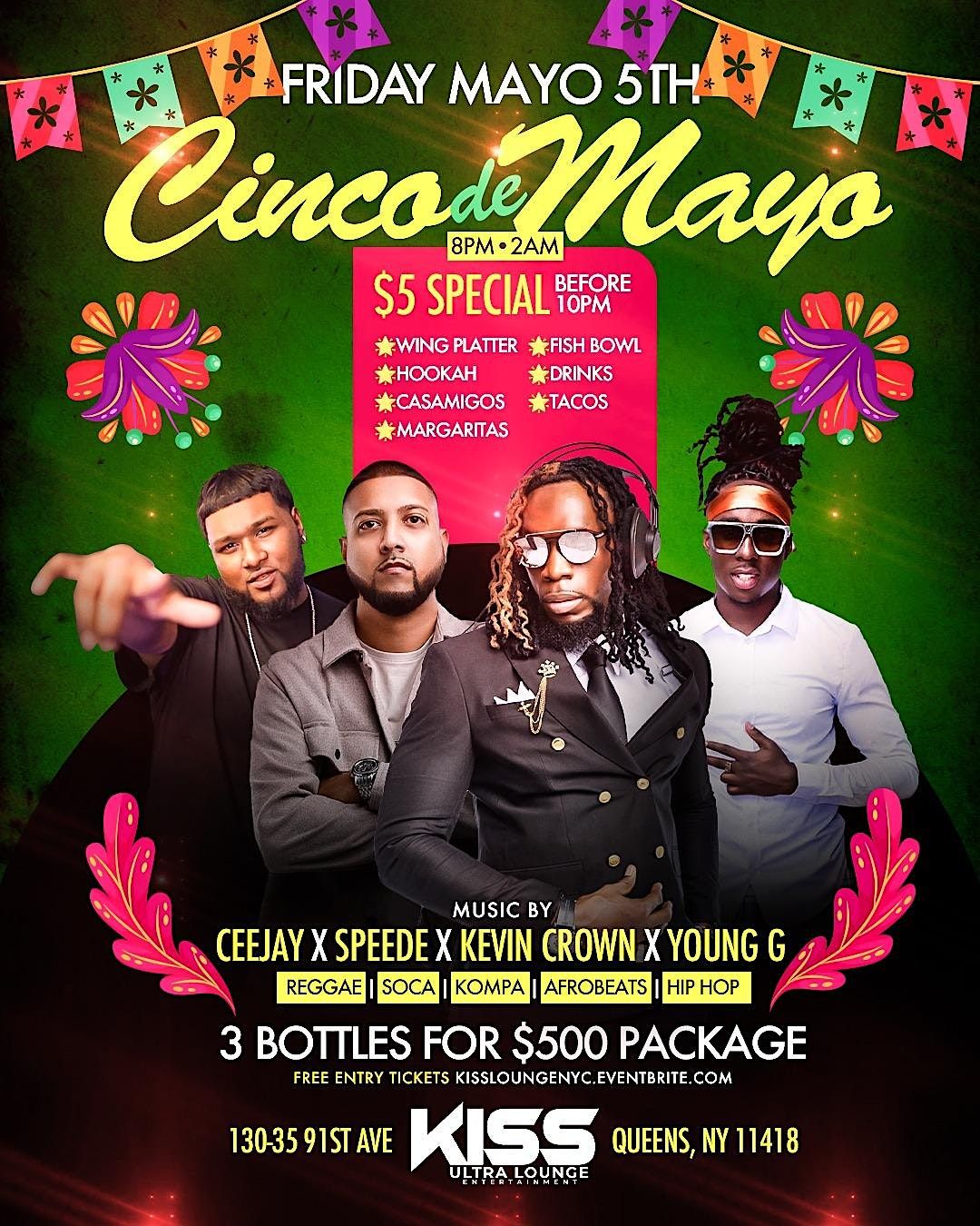 Cinco De Mayo Party Free Entry The Lounge Kiss Entertainment Best Nightclub And Djs Queens 6966