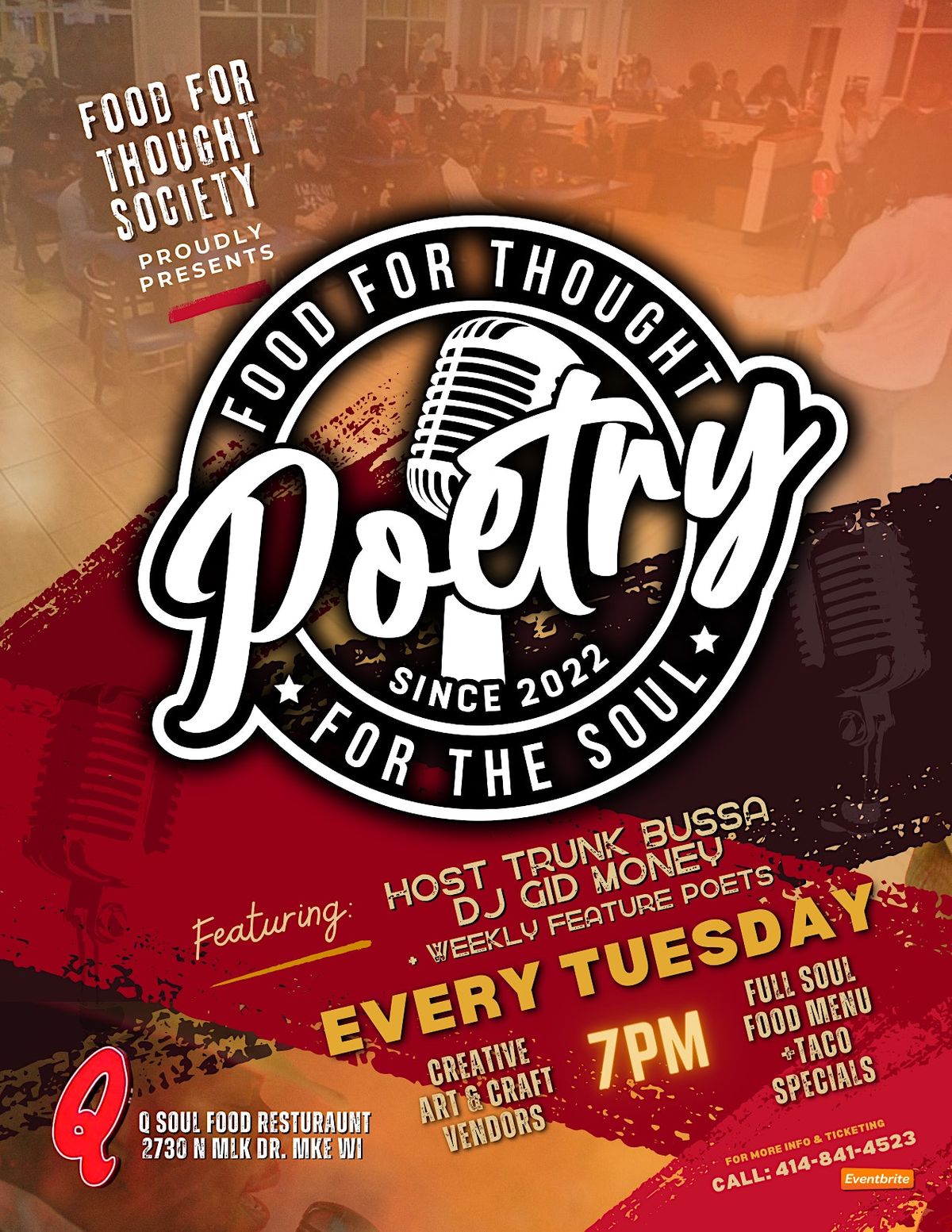 Poetry Night - Food For Thought at the Q  | Bronzeville MKE