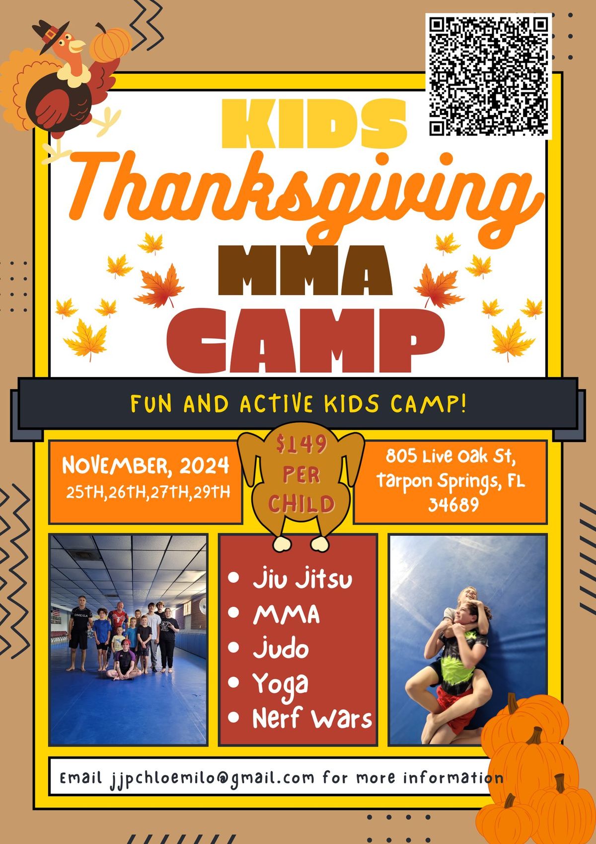 4 day, Thanksgiving Kids Camp at JJP 